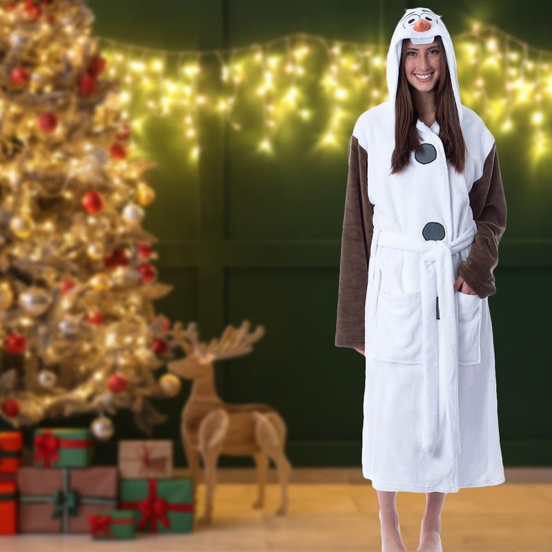 INTIMO Disney Adult Frozen Snowman Olaf Costume Robe Hooded Bathrobe Men Women - Image 1
